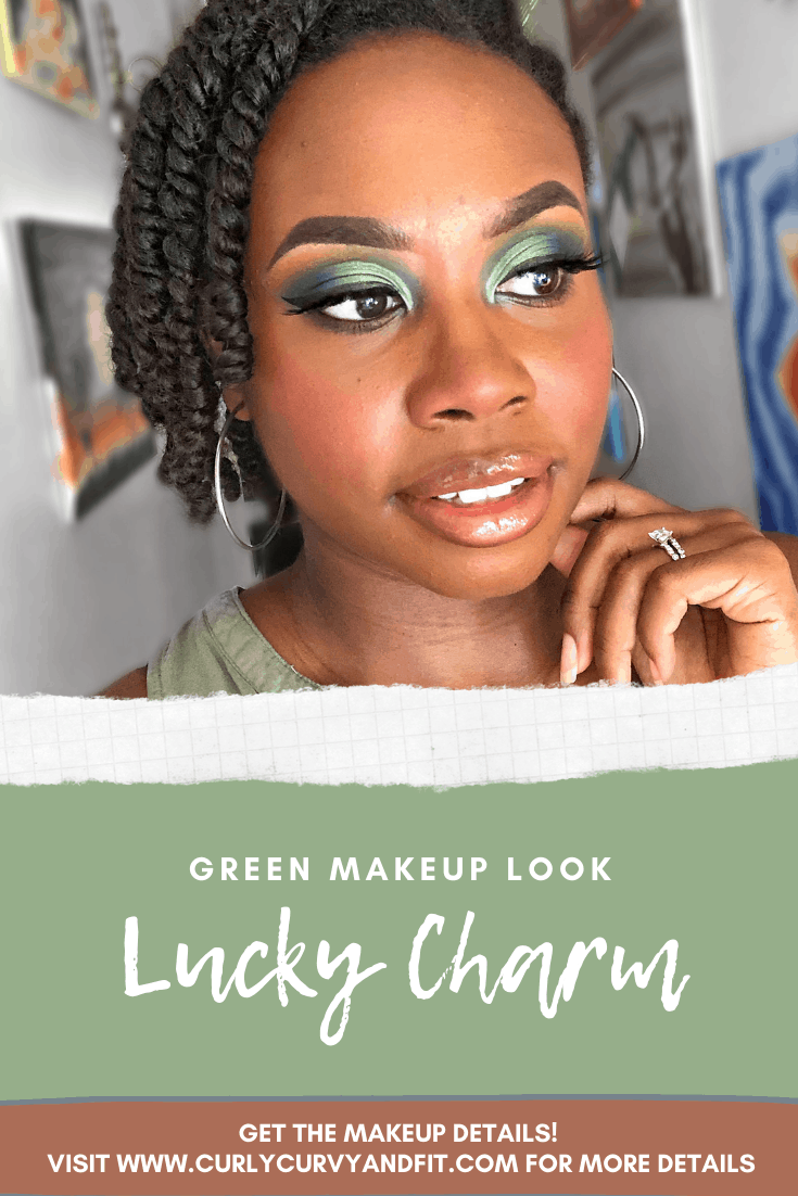 Green make up look lucky charm Pinterest pin